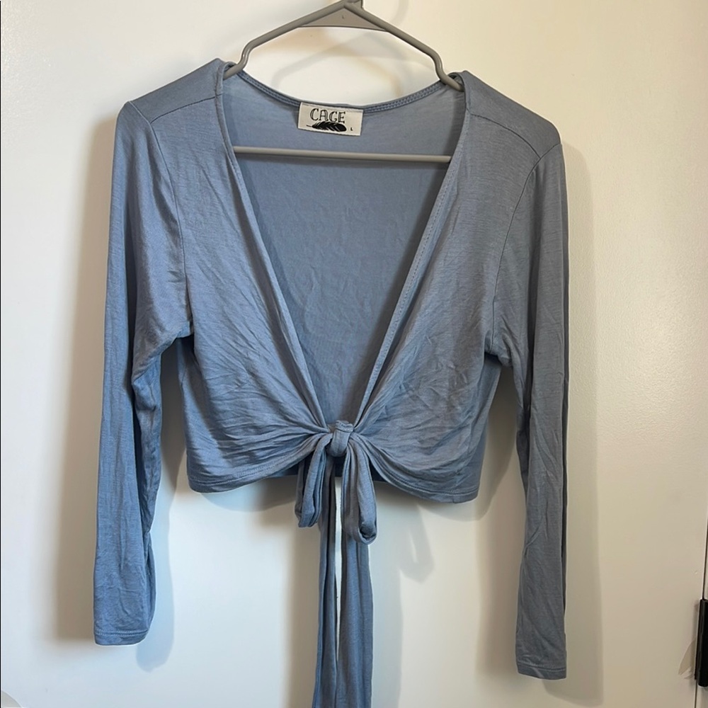 Women's Blue Tie-Front Top